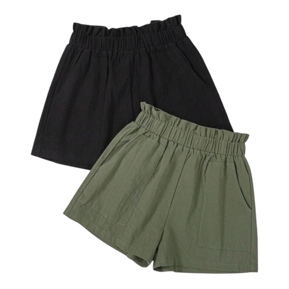 Shein High Waist Black and Green Athletic Shorts size large - Picture 1 of 5